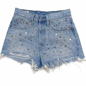 Levi's Blue Studded Jean Shorts